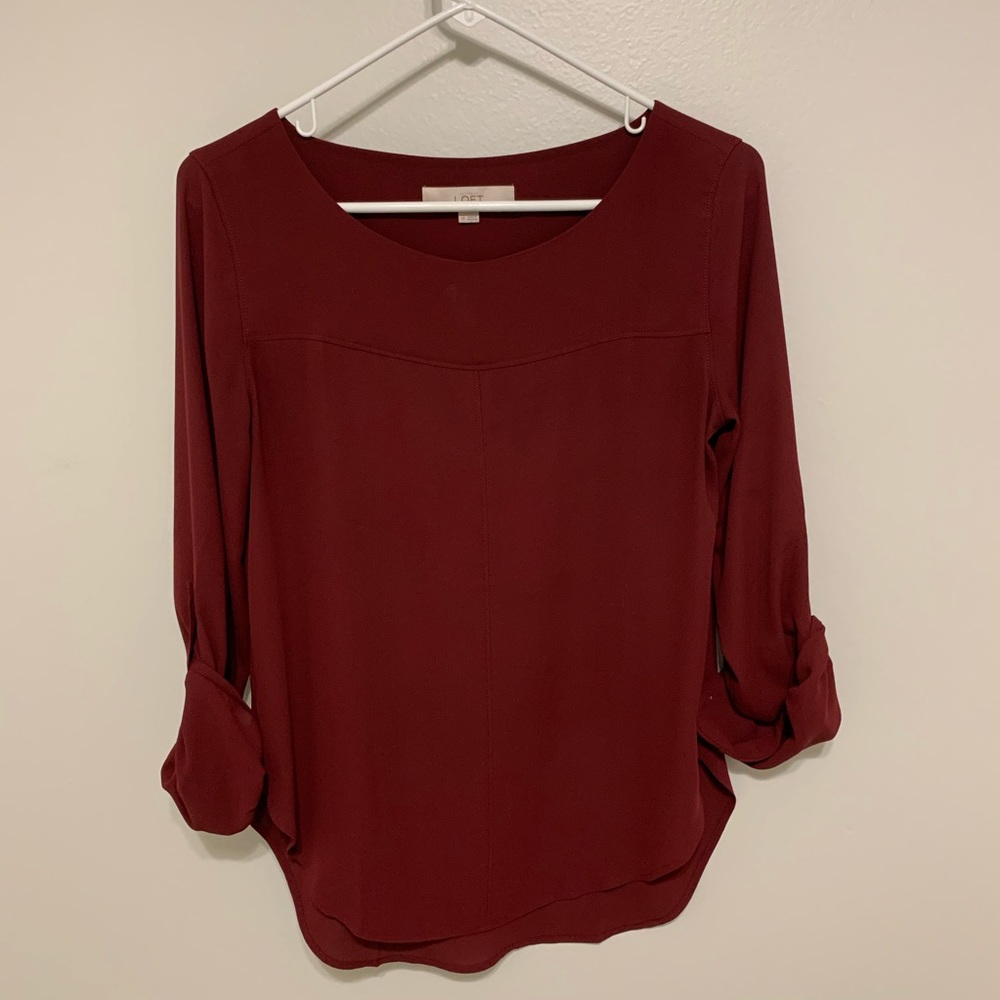 Loft Cranberry 3/4 Sleeve Blouse XS worn 1x